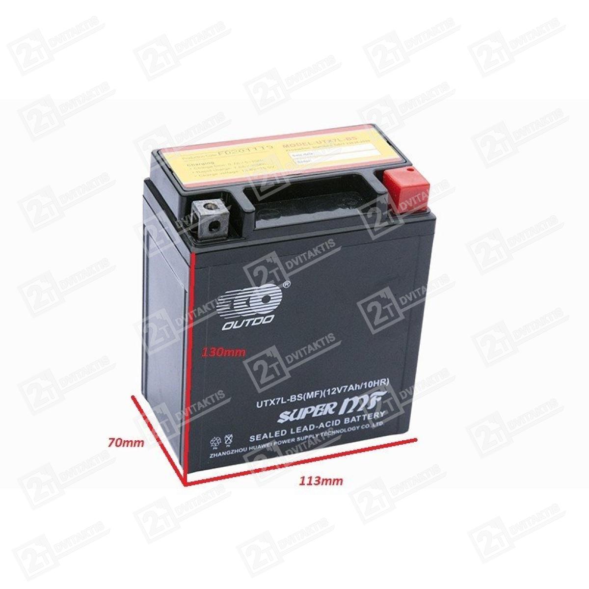OUTDO UTX7L-BS (MF) AGM 12V, 7Ah akumuliatorius - Image 1