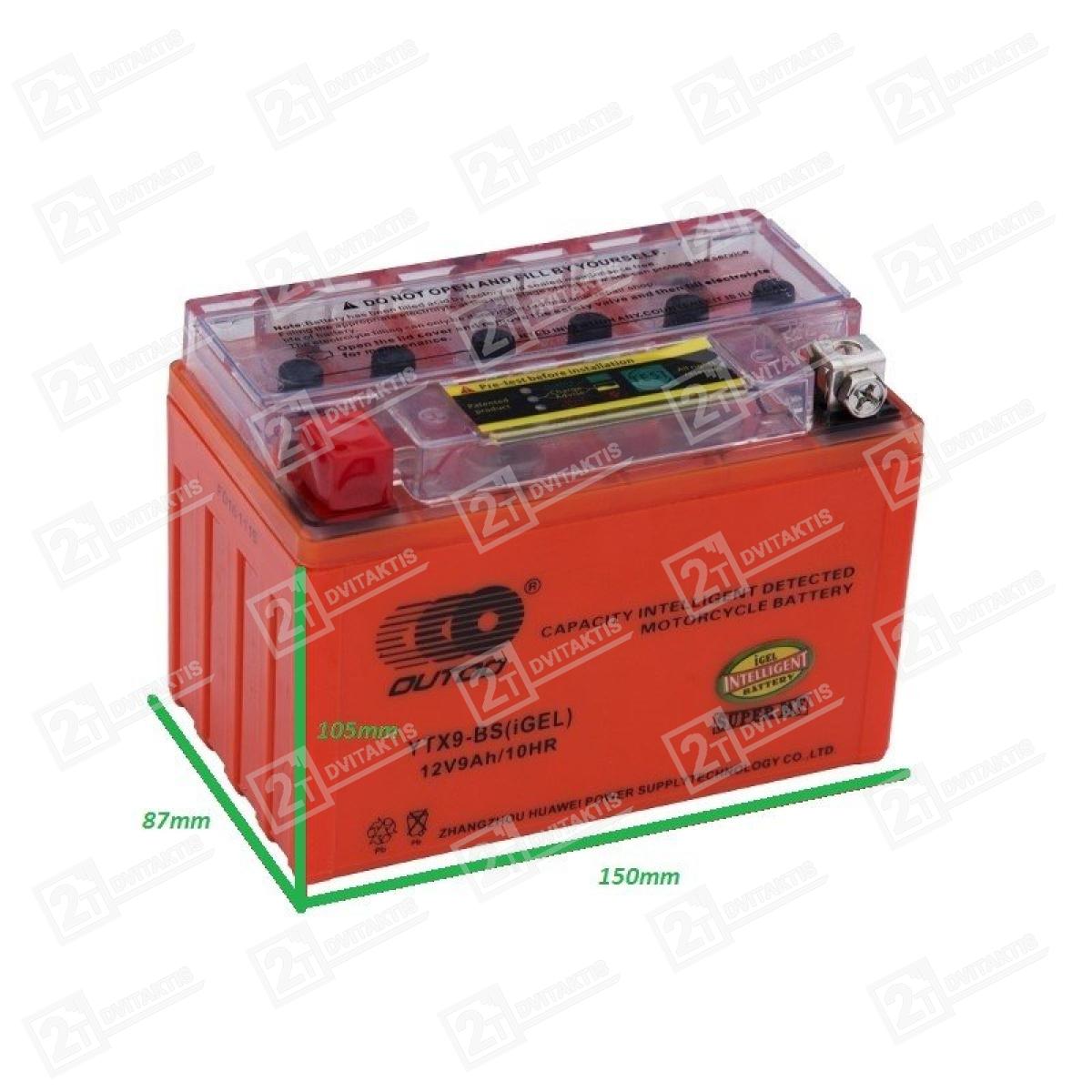 OUTDO YTX9-BS (i*-GEL) 12V, 9Ah akumuliatorius - Image 1